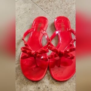 Victoria Adames Red Spike Stud Jelly Sandals 39 (8.5)